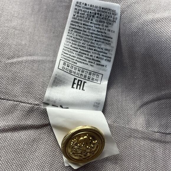 Banana Republic Linen Blend Women's 14 Coral Military Blazer Jacket Gold Buttons - Picture 11 of 12